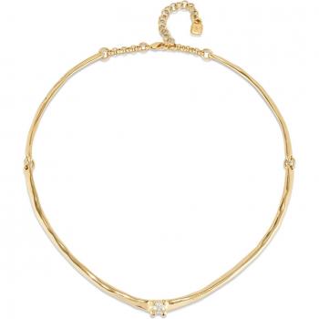 UNO de 50 - Women's Rigid Necklace, 18k Gold Plated with White Zirconia, Adjustable Length 40/45 cm