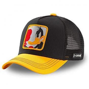 Gorra Trucker Capslab Pato Lucas Negra y Amarilla