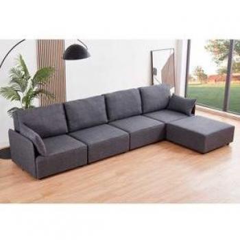 Sofá Chaiselongue Modular Mou 4 Plazas con 2 Cojines Gris 93x366x183 cm