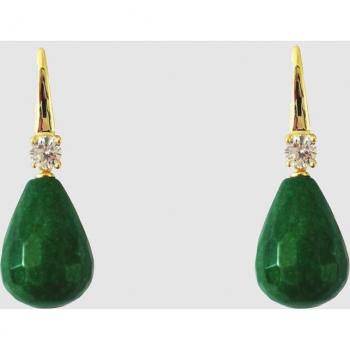 Pendientes Gems gancho facet con pera jade verde botella