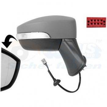 Espejo retrovisor VAN WEZEL 1802808 con carcasa negra, ajuste manual, cristal convexo y diseño específico para vehículos compatibles