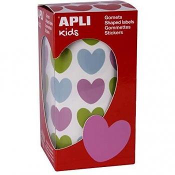 APLI Kids 16796-Rollo gomets corazones 20 x 18 mm colores surtidos