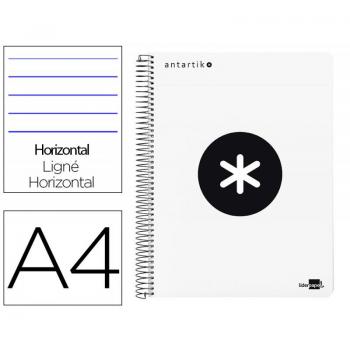 Liderpapel KR09 bloc espiral liderpapel a4 micro antartik tapa polipropi leno 120 h 100g horizontal 5 bandas 4 taladros color blanco