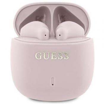 Auriculares Inalámbricos TWS Guess con Estación de Carga Rosa, Logo Clásico Impreso, ANC, 26h de Autonomía