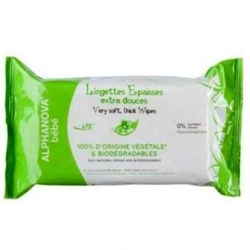 Alphanova Baby Extra Gentle Biodegradable Cleansing Wipes for Sensitive Skin - 60 Count