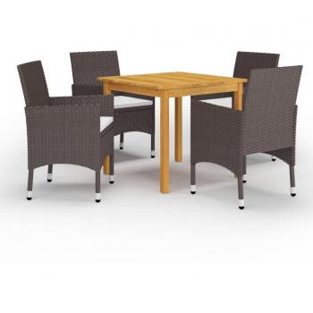 Juego de comedor de jardín de 5 piezas marrón
