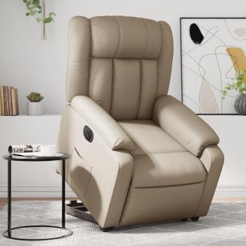 Sillón elevable eléctrico de cuero artificial capuchino