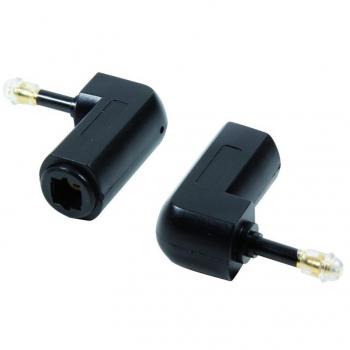 Adaptador Toslink Mini Acodado 90° - Conector Mini-Toslink Macho a Mini-Toslink Hembra, Color Negro