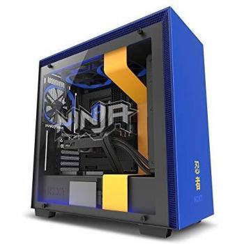 NZXT H700i - Caja PC Gaming de tamaño mediano ATX - Dispositivo inteligente con tecnología CAM - Control de RGB y ventilador - Panel de vidrio templado – Edición Ninja, amarillo/azul