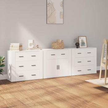 Aparador 3 piezas blanco de madera multicapa