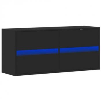 Mueble de TV de Pared con Luces LED Negro 100x31x45 cm
