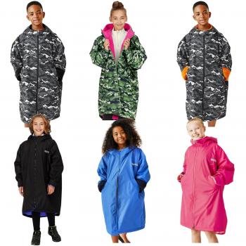 Regatta Kids Spirit Of Adventure Hooded Waterproof Warm Drying Changing Robe Camo negro 5-9 Yrs