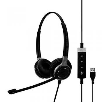 Sennheiser Century SC 660 USB ML Premium Dual-Sided Wired Headset with Noise Cancelling Microphone - Stereo - Black, Silver - USB - 50 Hz-18 kHz Frequency Response - Over-the-head Design - Binaural -