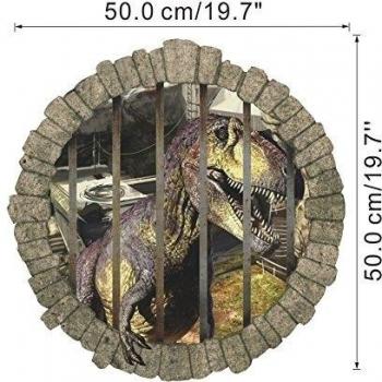 MCHSHOP 3d vista ventana pegatinas de pared decoración del hogar decoración extraíble arte Mural Pape, Trapped dinosaur