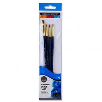 Set de pinceles Daler Rowney Simply de pelo de marta - Diseño ergonómico - Color azul
