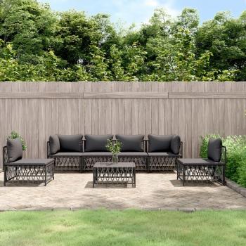 vidaXL 7-Piece Anthracite Steel Garden Lounge Set with Cushions