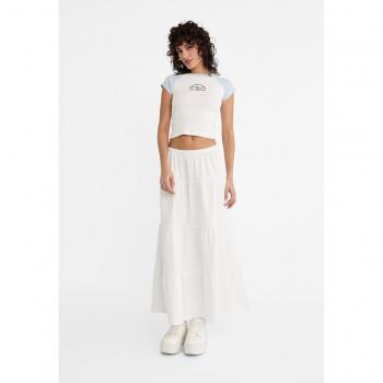 Ecru XL Long Flowing Boho Skirt