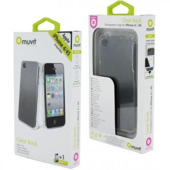 Muvit MUCCP0277 - Carcasa cristal + protector de pantalla para Apple iPhone 4/4S, transparente