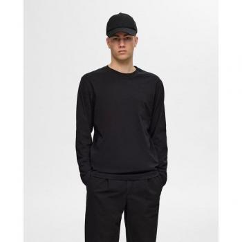 Camiseta de hombre de manga larga 100% algodón orgánico Selected Aspen negra