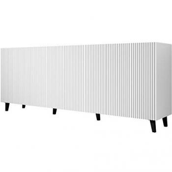 Aparador Charlotte H101 Blanco, 4 Puertas, Aglomerado Laminado y MDF, 201x83x40cm