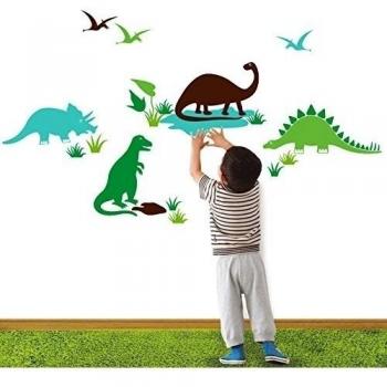 MYVINILO - Vinilo decorativo infantil - Dinoland / menta / verde claro / verd...