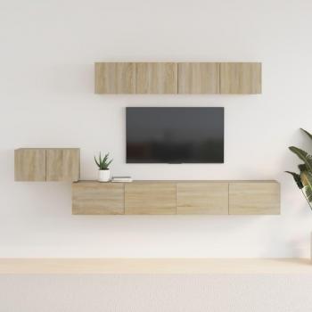 Set de muebles para TV 5 pzas madera contrachapada roble Sonoma vidaXL