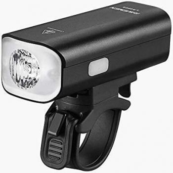 Luz delantera Ravemen LR500S Negro, 500 lúmenes de potencia, batería recargable, luz LED, modo de parpadeo y constante, resistente al agua IPX4, diseño compacto y ligero