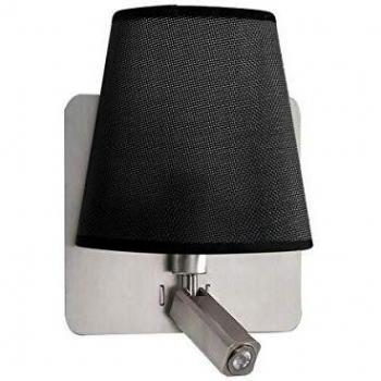 Aplique de Pared LED Mantra Bahia Niquel Satinado con Luz de Lectura y Pantalla Negra 3W