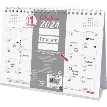 Finocam - Calendario de Sobremesa Chic Escribir 2024 Blanco Enero-Diciembre (12 meses) Español 210x150mm