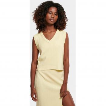 Soft Yellow Sleeveless Short Knitted Dress for Women - XL
