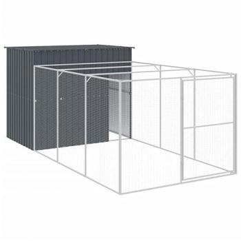vidaXL Galvanized Steel Dog House with Run - Anthracite 214x457x181 cm