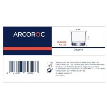 Set de 12 Vasos de Chupito Transparente de Vidrio 40 ml (4 CL) Arcoroc