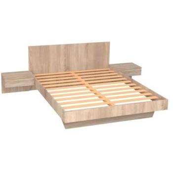 Cama con mesas de noche - 140 x 190 cm - Color natural - MARVELLOUS