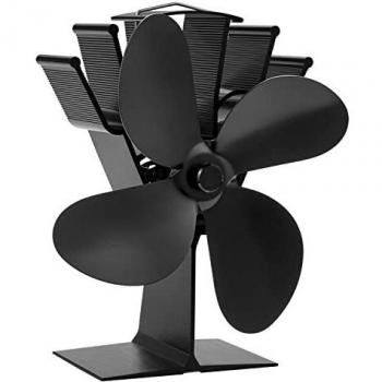 COMBIUBIU Ventilador de estufa de 4 palas Ventilador de leña/leña alimentado por calor Ventilador ecológico Circulación de calor para leña/leña/chimenea para estufas de leña