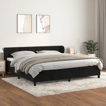 Cama box spring con colchón de muelles en terciopelo negro 200x200 cm
