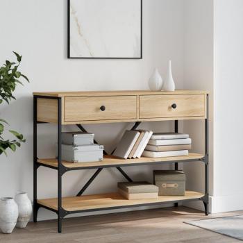 Mesa Consola de Madera de Ingeniería Roble Sonoma con Cajones y Estantes