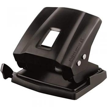 Maped - Perforadora de Papel - Essentials Metal 30/35 Hojas con 2 Agujeros- Agujeador de Papel con Regleta Multi Formatos - Tapa para Vaciar Confetis - Color Negro