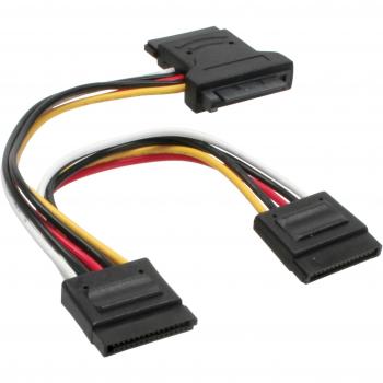 Cable SATA 0,15 m Multicolor con adaptador de alimentación 15pin macho a 3x 15pin hembra