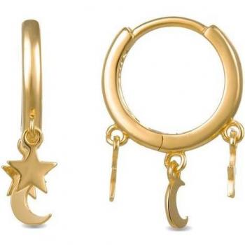 Pendientes Luxenter Saifilcon Pide Un Deseo Plata de Ley 925 con Baño de Oro