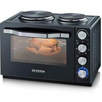 Severin TO 2065 - Horno con placas de cocción, 2500 W, acero inoxidable, 30 L, color negro