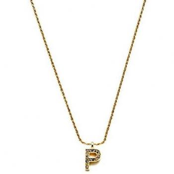 Gargantilla Pertegaz colección INICIALES mujer 41 cm. metal bañado oro colgante inicial P 1.5 cm.