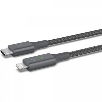 Belkin Boost Charge Smart LED USB-C to Lightning Cable, 1.2m/4ft - Gray