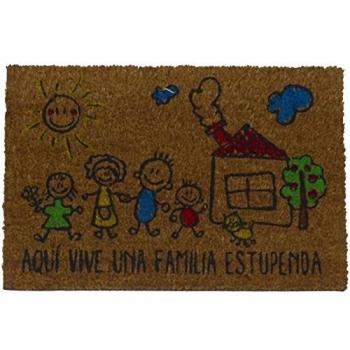 Koko Doormats Felpudo con Diseño Familia Estupenda, PVC, Coco, 60 x 40 cm