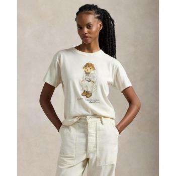 Polo Ralph Lauren Women's Cotton Polo Bear T-Shirt, Size L, Offwhite