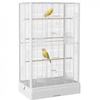 Jaula para Pájaros PawHut 61x36,5x98 cm Pajarera con Puertas Perchas Bandeja Extraíble Cajas de Comidas y Asas para Ninfas Periquitos Pinzones Canarios