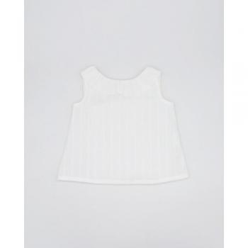 Blusa cuello volante cenefa rombos blanco