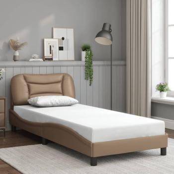 Cama Pata Redonda con Cabecero de Cuero Sintético Cappuccino 80x200 cm