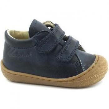 Naturino - Zapatillas de primeros pasos para niños de piel, botines Cocoon Velcro en azul oscuro liso