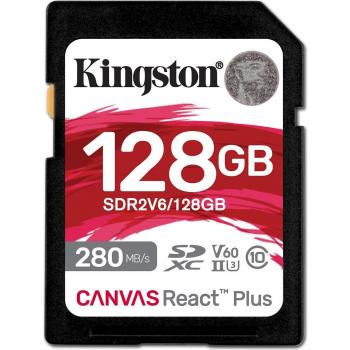 Tarjeta de memoria Kingston Canvas React Plus 128 GB SDXC UHS-II Clase 10