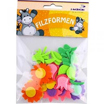 i-mondi® Precortes de fieltropuzzle forma flor para manualidades 6 piezas tamaño ca. 55 mm, autoadhesivos
